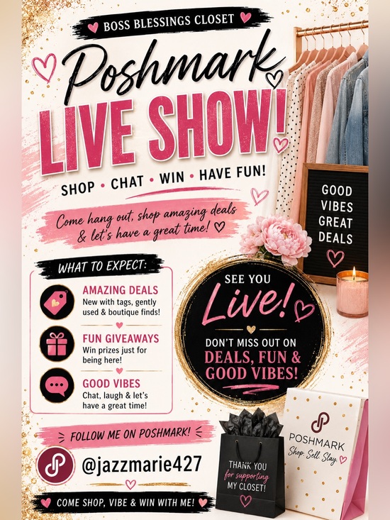 Other - Poshmark Live Show Promotional Print in Pink & Gold